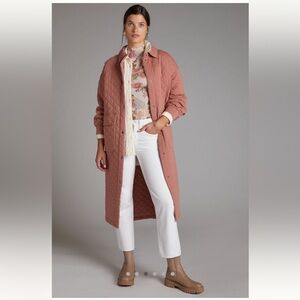 Like New Bernie Bernardo Rose Quilted Cotton Coat from Anthropologie M